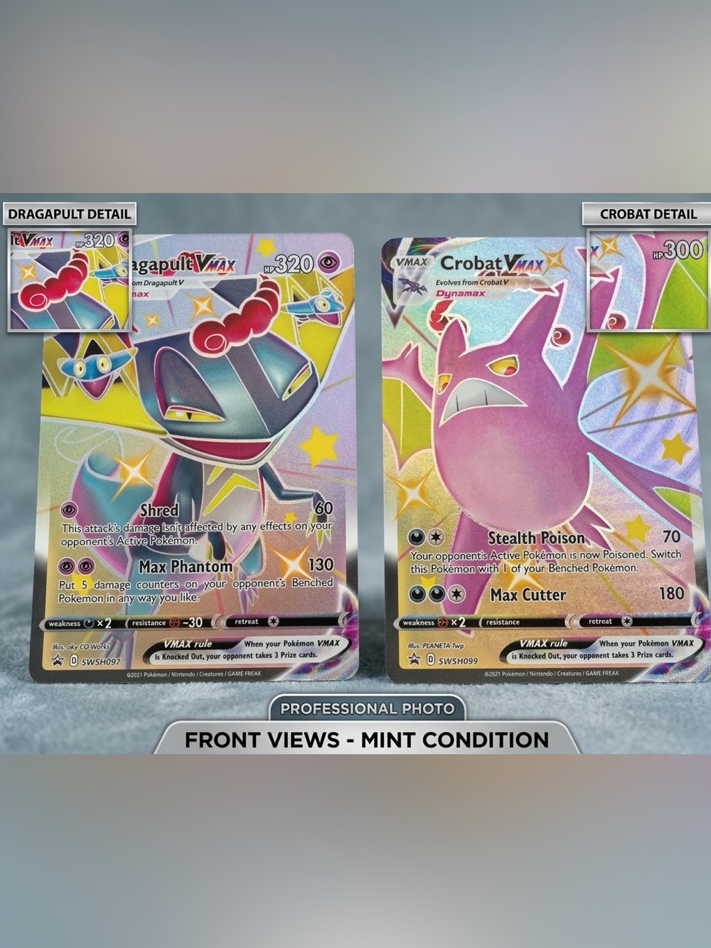 Pokémon TCG Jumbo Cards Lot - Shiny Dragapult & Crobat VMAX Promos